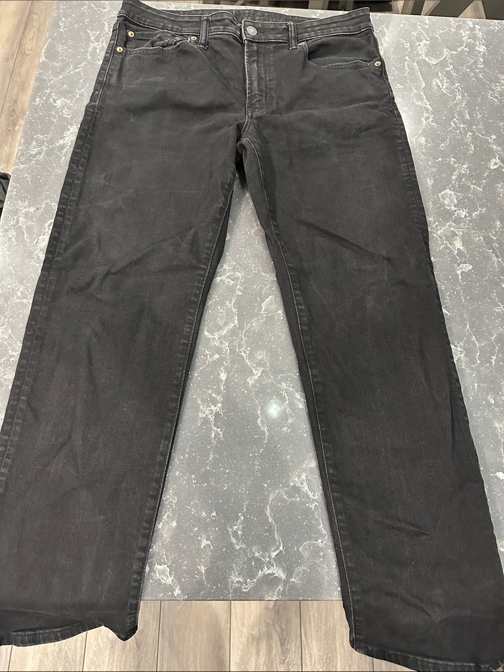 American Eagle Men's Black Straight-Leg Jeans 34x32